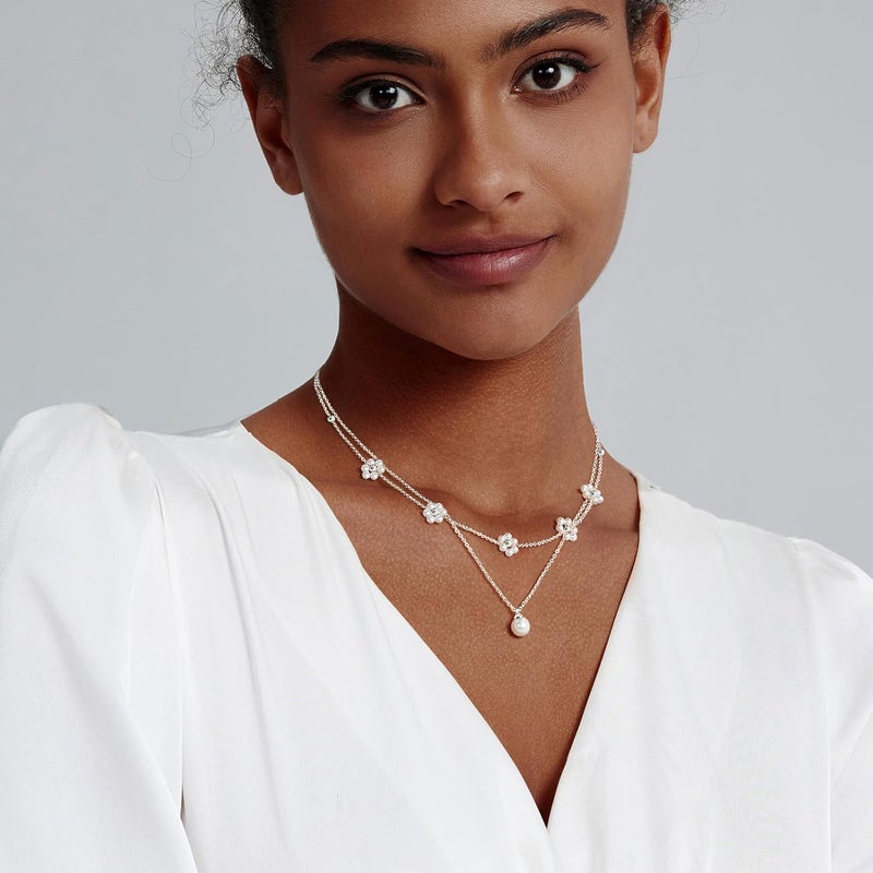 Zeffy Gold Pearl Necklace for Women, Dainty 14K Gold/Silve Plated Layered Pearl Choker Pearl Earrings Pearl Bracelets Wedding Trendy Gold Jewelry Set for Women Gifts - Image 4